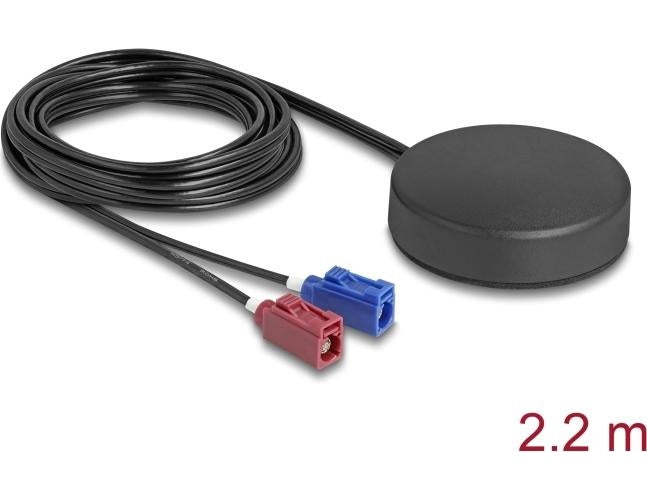 Delock 4G GNSS Antenne 1x FAKRA C+ D Buchse 2 dBi 28 dB 2.2m RG-174 (90767) afbeelding 1