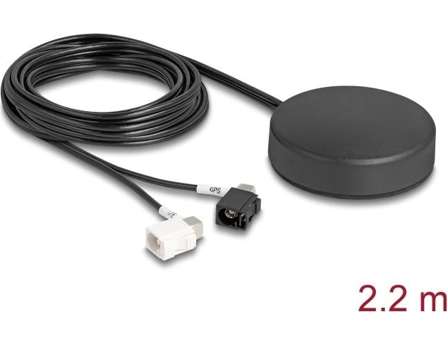 Delock 4G GNSS Antenne 1 x FAKRA A+ 1 B Buchse 2 dBi 28 dB 2.2 m RG-174 (90771) afbeelding 1