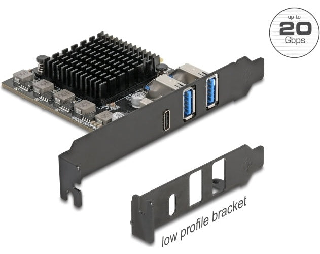 Delock PCI Express x4 Karte zu 1 x USB Type-C+ 2 Typ-A - Low Profile (90891) afbeelding 1