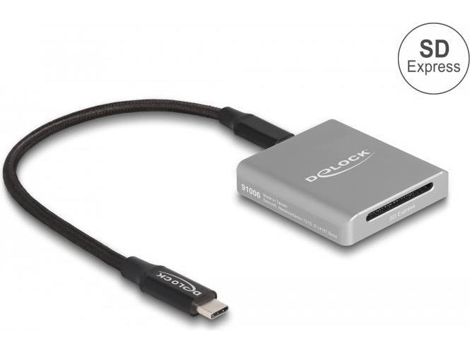 Delock - Kartenleser (SD, SDHC, SDXC, SDHC UHS-I, SDXC UHS-I, SDHC UHS-II, SDXC UHS-II, SD Express) - USB-C 3,2 Gen 2 (91006) afbeelding 1