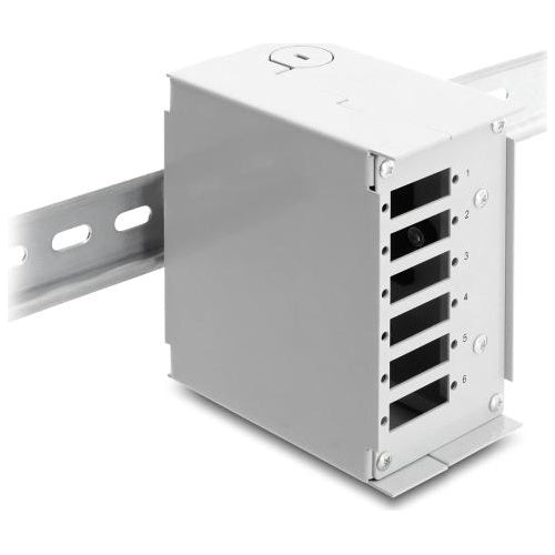 Delock LWL Patchfeld 6 Port für SC Duplex oder LC Quad grau Metall zur Hutschienen Montage (91065) afbeelding 1