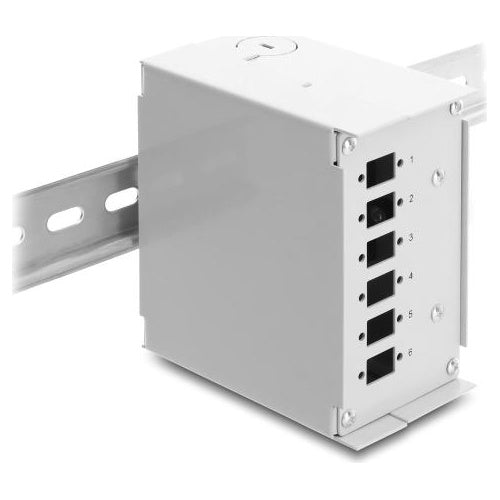 Delock LWL Patchfeld 6 Port für SC Simplex oder LC Duplex grau Metall zur Hutschienen Montage (91066) afbeelding 1