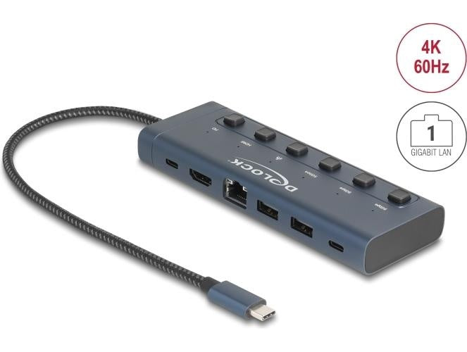 Delock USB Type-C Dockingstation 4K - HDMI Gigabit LAN PD 3.0 90 W mit (92000) afbeelding 1