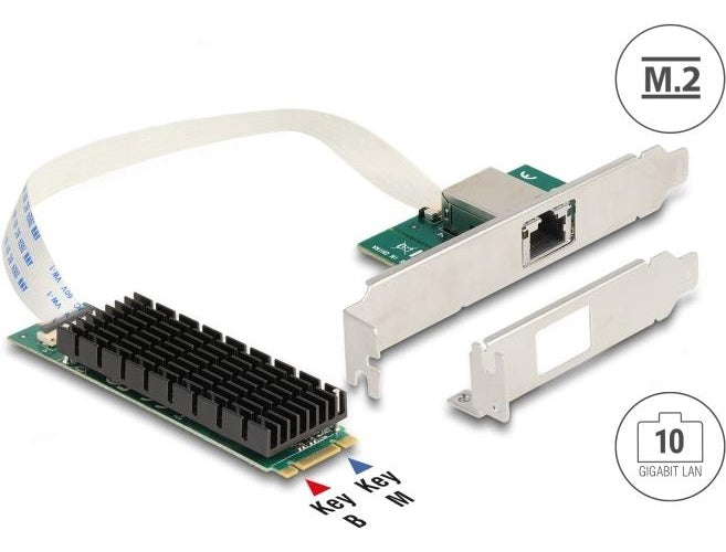 Delock M.2 Key B+M 1 x RJ45 10 Gigabit LAN Netzwerkkarte (95274) afbeelding 1