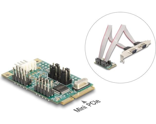 Delock Mini PCIe I/O PCIe full size 2 x Seriell RS-232 mit Spannungsversorgung 5 V / 12 V (95276) afbeelding 1