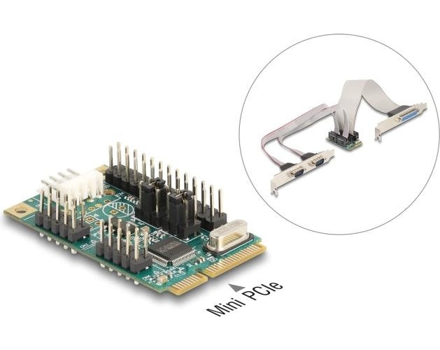 Delock Mini PCIe I/O PCIe full size 1 x Parallel, 2 x Seriell RS-232 mit Spannungsversorgung 5 V / 12 V (95277) afbeelding 1