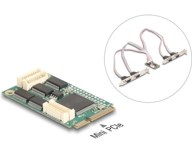 Delock Mini PCIe I/O full size 4 x Seriell RS-232 (95278) afbeelding 1