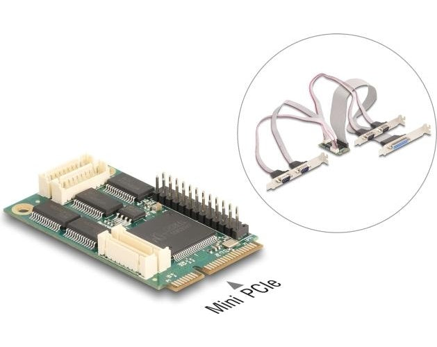Delock Mini PCIe I/O PCIe full size 4 x Seriell RS-232, 1 x Parallel (95279) afbeelding 1