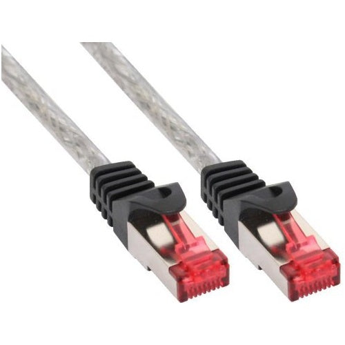 InLine - Patch-Kabel - RJ-45 (M) zu RJ-45 (M) - 50,0m - Paare in Metallfolie (PiMf) - CAT 6 - geformt - durchsichtig (76455T) afbeelding 1