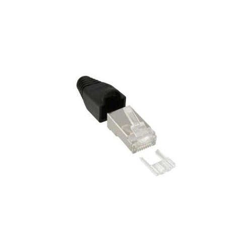 InLine - Crimpstecker RJ45 geschirmt - Knickschutz und Einfädelhilfe - schwarz -100er Pack -Bulk (74590S) afbeelding 1