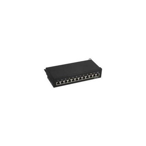 InLine - Patch Panel - Tisch montierbar, geeignet für Wandmontage - CAT 6a - RJ-45 X 12 - Schwarz, RAL 9005 (76209S) afbeelding 1