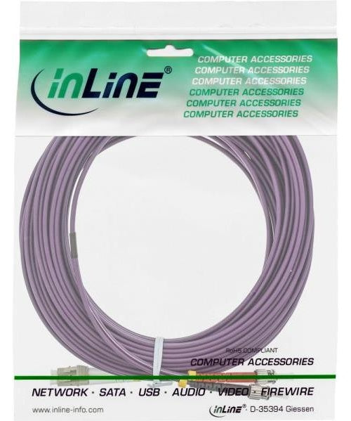 INLINE - Patch-Kabel - LC Multi-Mode (M) bis ST multi-mode (M) - 25 m - Glasfaser - Duplex - 50/125 Mikrometer - OM4 - halogenfrei - lila afbeelding 1