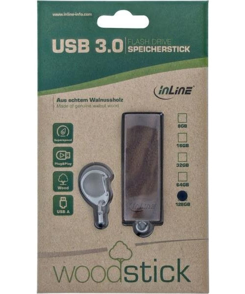 InLine Woodstick USB3.0k - USB-Stick - 128GB (35065W) afbeelding 1