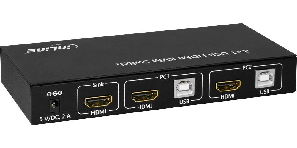 InLine 2x1 HDMI KVM Switch - KVM-/Audio-/USB-Switch - 2 x KVM/Audio/USB - 1 lokaler Benutzer - Desktop (62602I) afbeelding 1