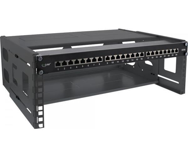 InLine 48,30cm (19") Rack zur Wandmontage - 4HE - 24-40cm Tiefe - mit Abdeckung - schwarz (19104B) afbeelding 1