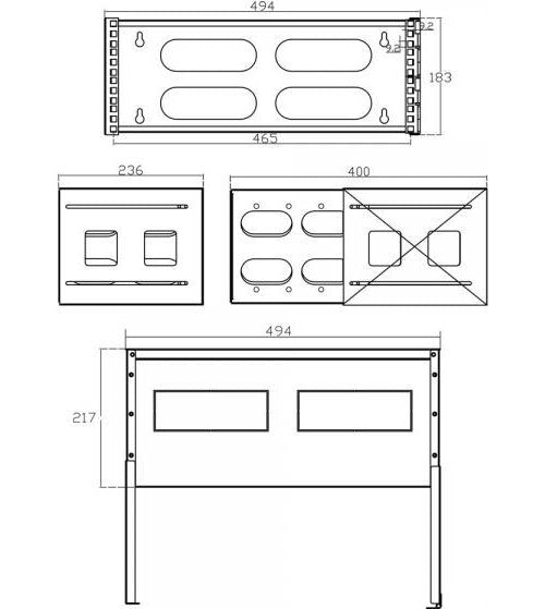 InLine 48,30cm (19") Rack zur Wandmontage - 4HE - 24-40cm Tiefe - mit Abdeckung - grau (19104D) afbeelding 1