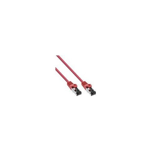 InLine - Patch-Kabel - RJ-45 (M) zu RJ-45 (M) - 10,0m - SFTP, PiMF - CAT 8,1 - IEEE 802,3af/IEEE 802,3at - geformt, ohne Haken, verseilt, halogenfrei, rund, hauchvergoldete Kontakte - Rot (78800R) afbeelding 1