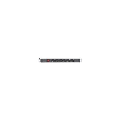 InLine - Steckdosenleiste (Rack - einbaufähig) - 3680 Watt - Eingabe, Eingang power CEE 7/7 - Ausgangsanschlüsse: 6 (6 x Typ F) - 48,3 cm (19") - 2,0m Schnur - Deutschland - Schwarz, RAL 9004 (16416S) afbeelding 1