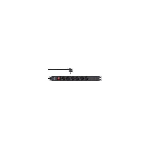 InLine - Steckdosenleiste (Rack - einbaufähig) - 3680 Watt - Eingabe, Eingang power CEE 7/7 - Ausgangsanschlüsse: 6 (6 x Spannung) - 1U - 48,3 cm (19") - 2,0m Schnur - Schwarz, RAL 9004 (16415S) - 4043718296972 - image 1
