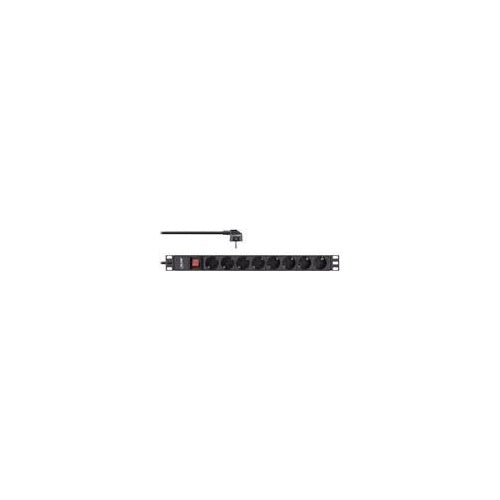 InLine - Steckdosenleiste (Rack - einbaufähig) - 3680 Watt - Eingabe, Eingang power CEE 7/7 - Ausgangsanschlüsse: 8 (8 x Typ F) - 48,3 cm (19") - 2,0m Schnur - Schwarz, RAL 9004 (16418S) afbeelding 1