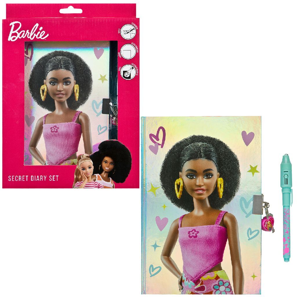 Barbie Diary Set with Holographic Design and UV Pen for Creative Thoughts