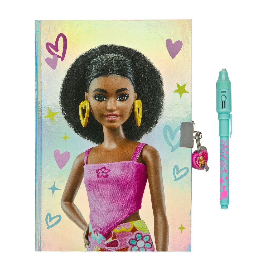 Barbie Diary Set with Holographic Design and UV Pen for Creative Thoughts