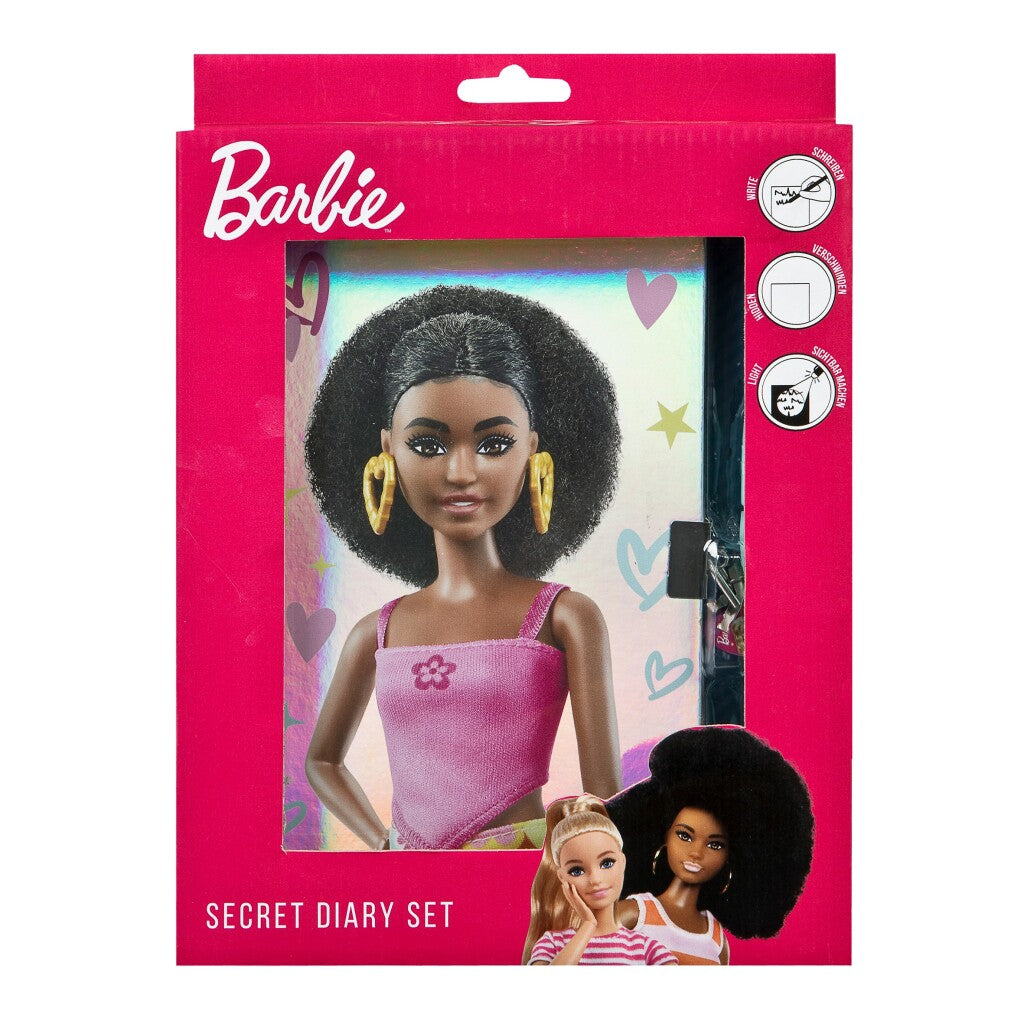 Barbie Diary Set with Holographic Design and UV Pen for Creative Thoughts