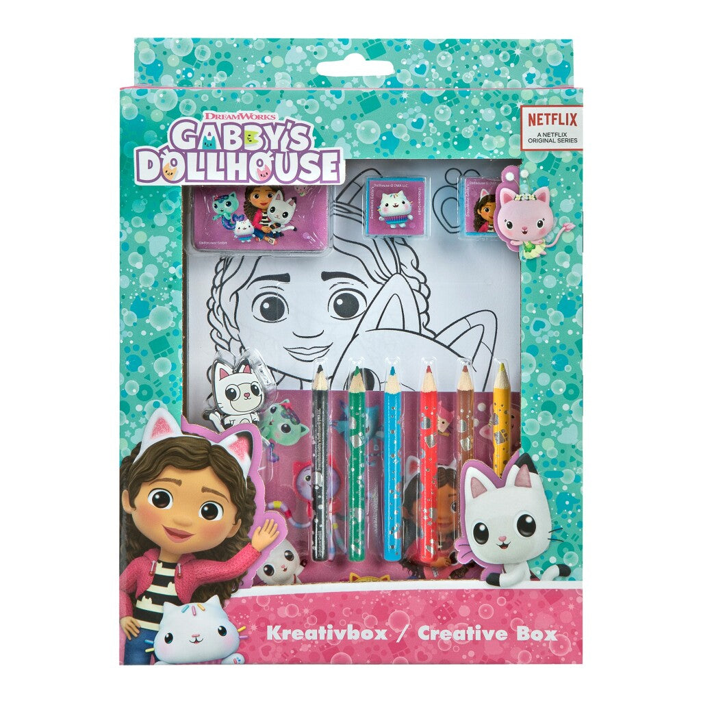 Gabby's Dollhouse Creative Set - Drawing and Stamping - Includes 6 Pencils and 10 Sheets