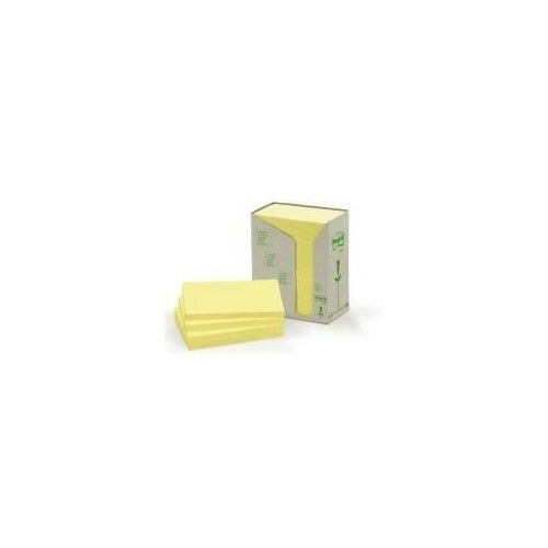 Post-it 655-1T Haftnotiz Recycling Notes Tower, 76 x 127 mm, 80 g, 100 Blatt, 16 Block, gelb (655-1T) afbeelding 1