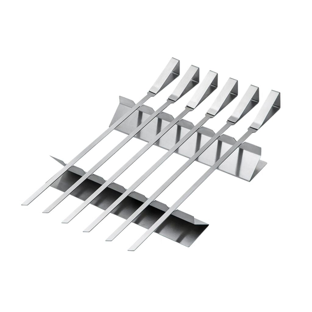 BBQ Shashlik Skewer Set 8-Piece - Includes 7 Flat Skewers and Stand 8-delig
