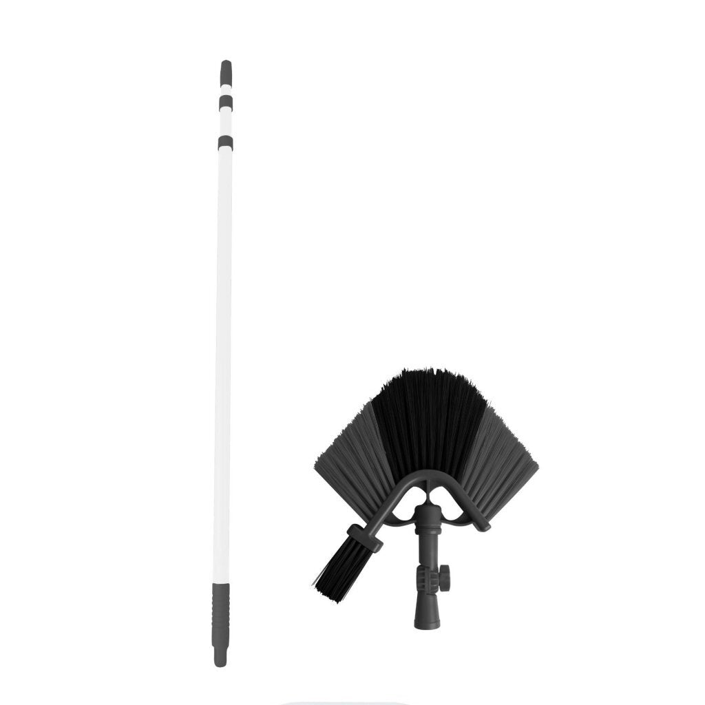 Clean Home Triangular Broom with Telescopic Handle Black/White