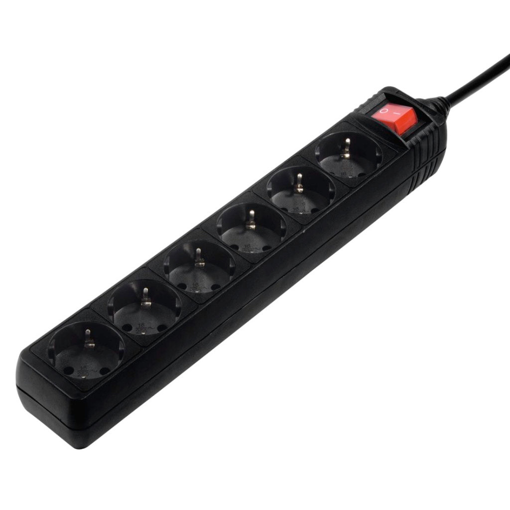 Hama 6-Way Power Strip with Switch and Child Safety Lock 5 m Black