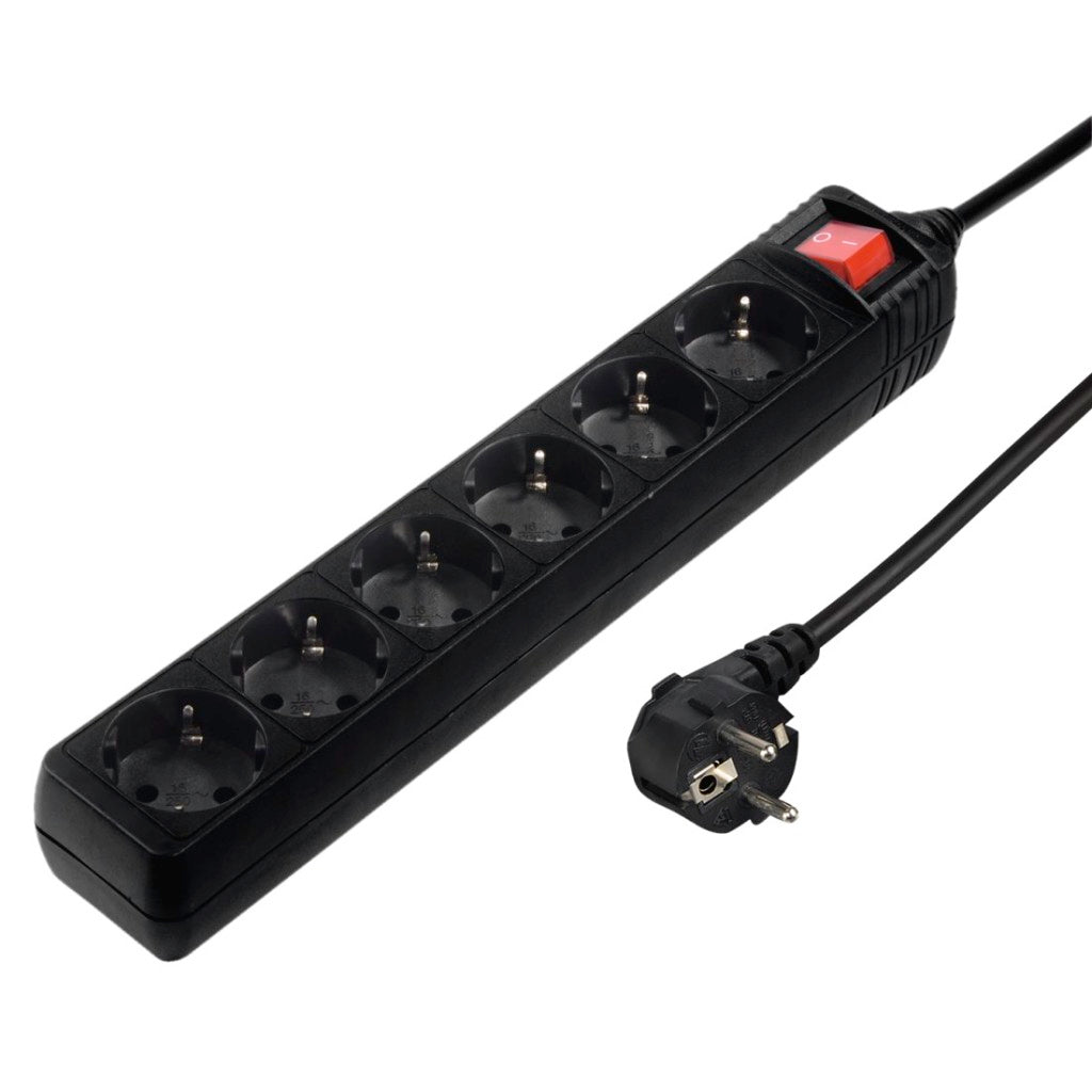 Hama 6-Way Power Strip with Switch and Child Safety Lock 5 m Black