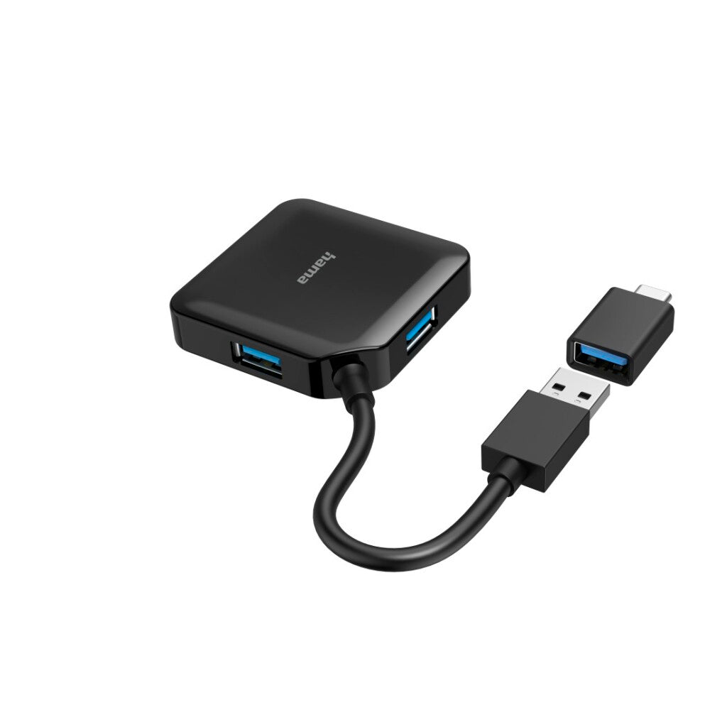 Hama USB Hub 4-Port USB 3.2 Gen1 5 Gbit/s Incl. USB-C Adapter