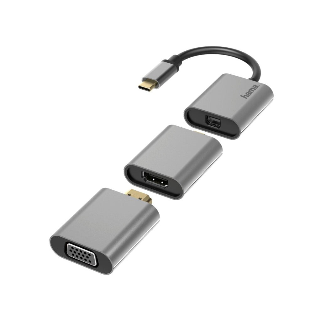 Hama Video Adapter Set 6in1 USB-C Mini-DisplayPort HDMI VGA Aluminum