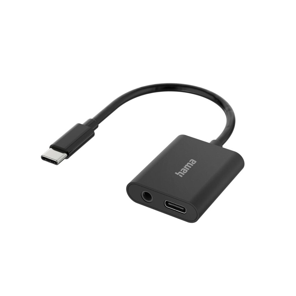 Hama Audio Adapter 2-in-1 USB-C Plug - 3.5 mm Jack/USB-C Audio + Charging 5-mm-jack/USB-C-aansl