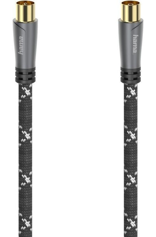 Hama Anschluss-/Verbindungskabel, a) von 1x Koaxstecker, b) auf 1x Koaxkupplung, 5 Meter, vierfach g (00205072) afbeelding 1
