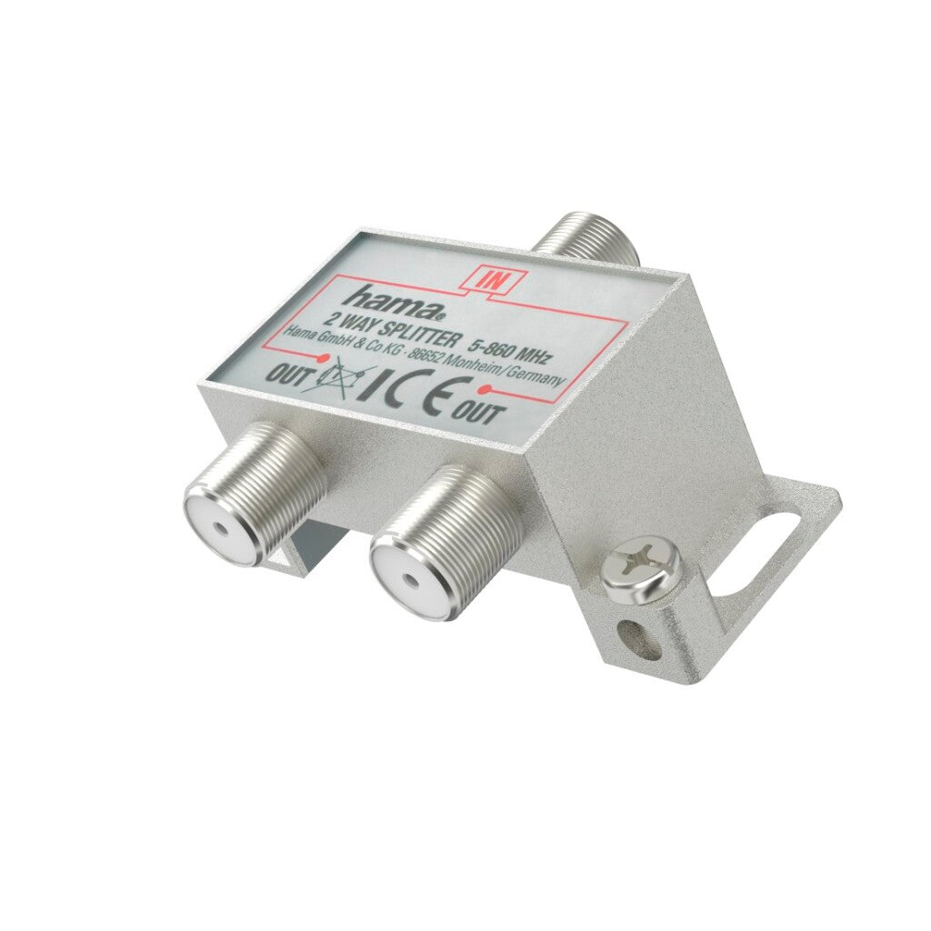 Hama 2-Way Broadband Cable Splitter Metal