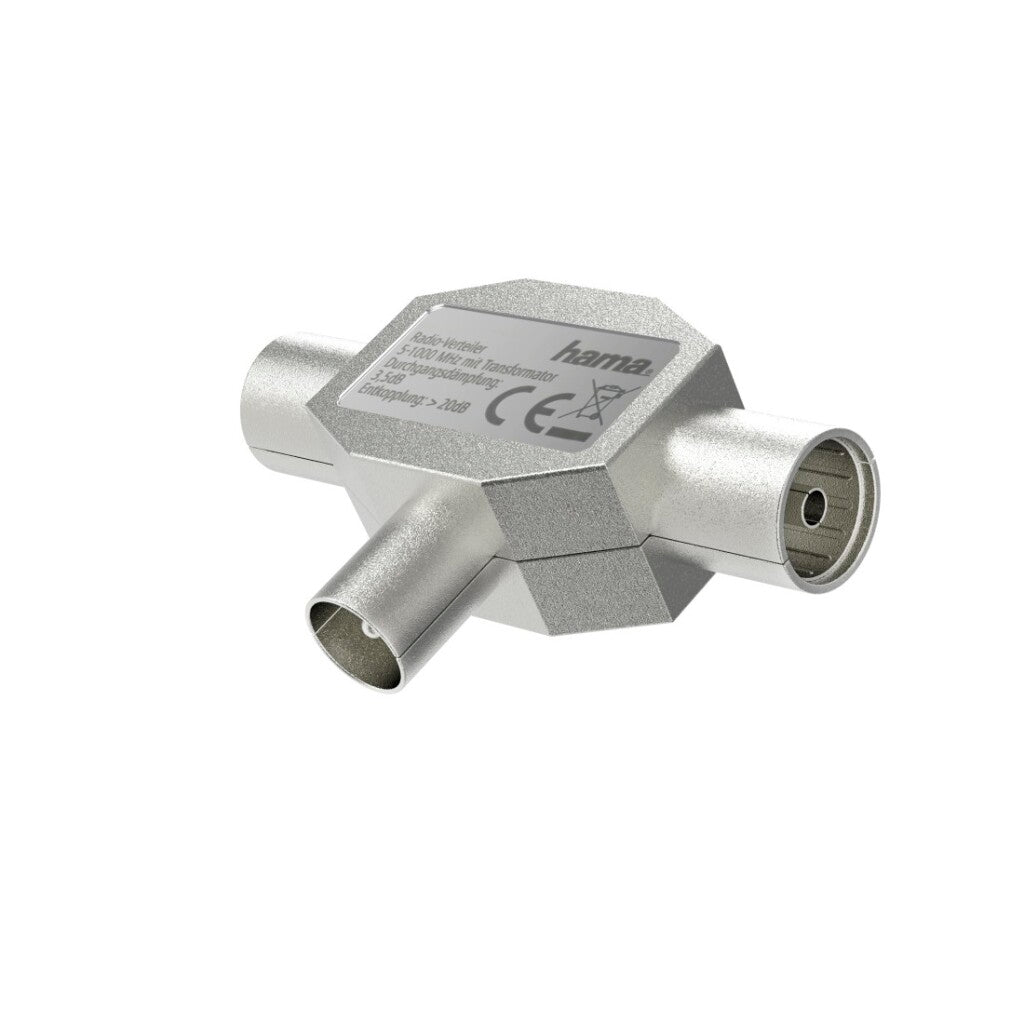 Hama Antenna Splitter - 2-Way Coaxial Connector for TV Signals