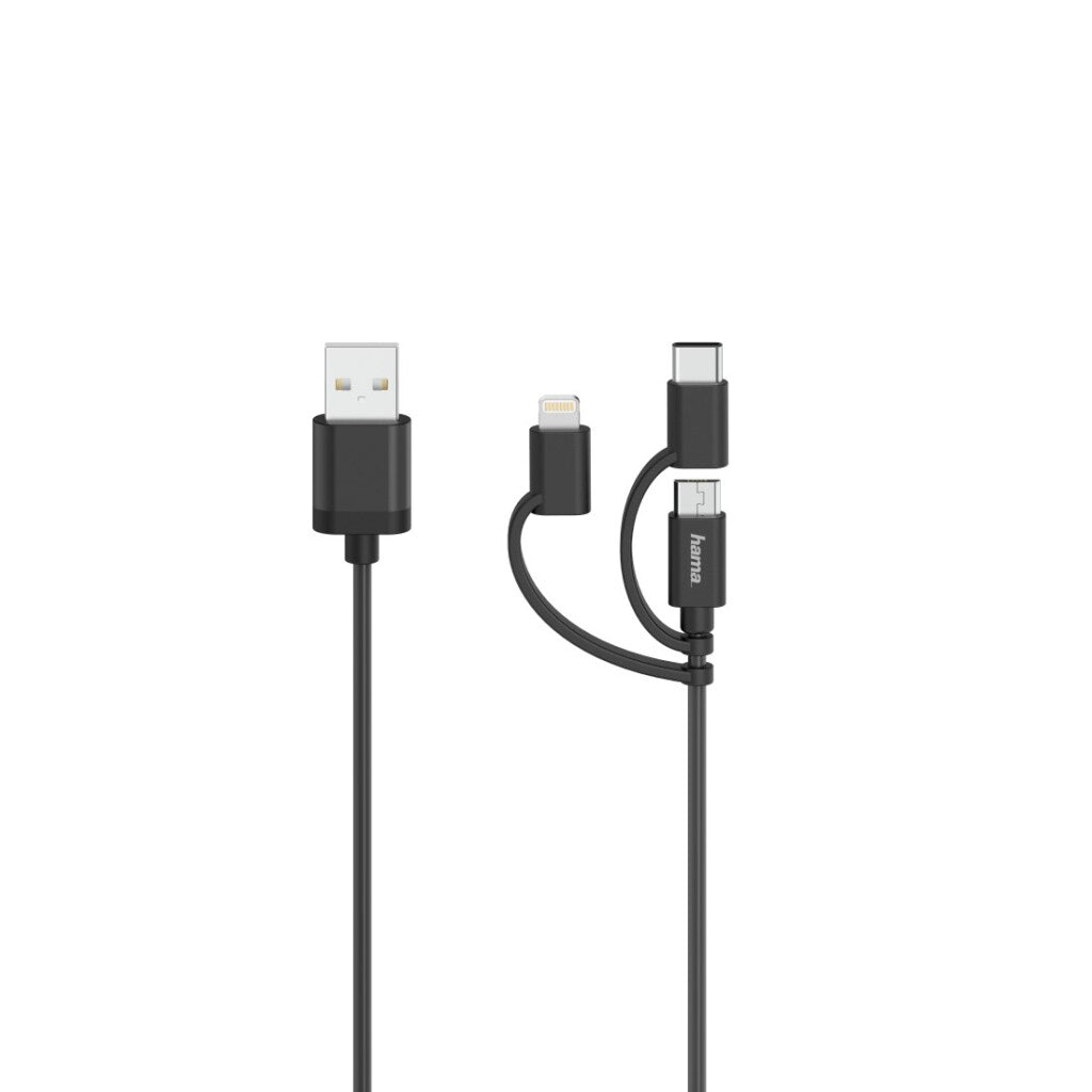 Hama Micro-USB Cable 3in1 Incl. Adapter to USB-C & Lightning USB 2.0 0.75 M