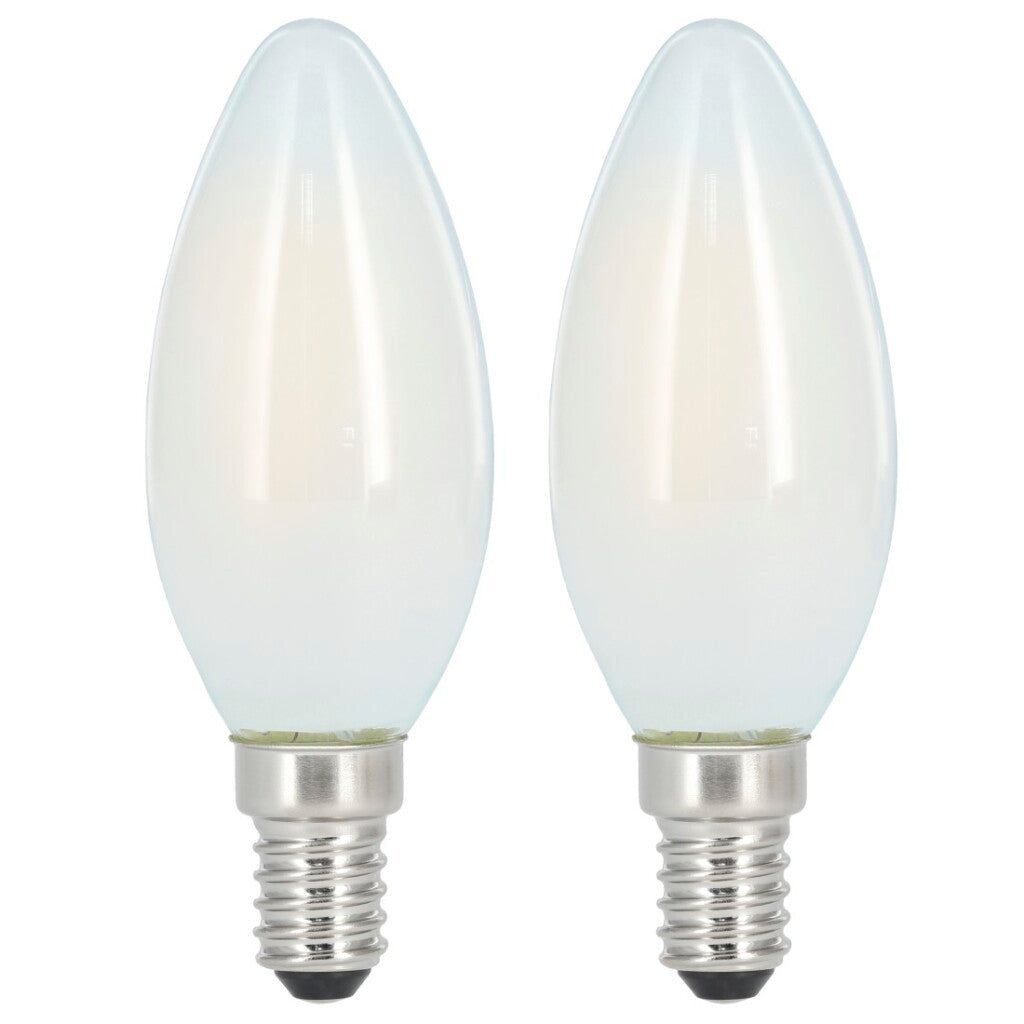 Xavax LED Filament E14 470lm 4W Candle Bulb Matte Warm White 2 Pieces