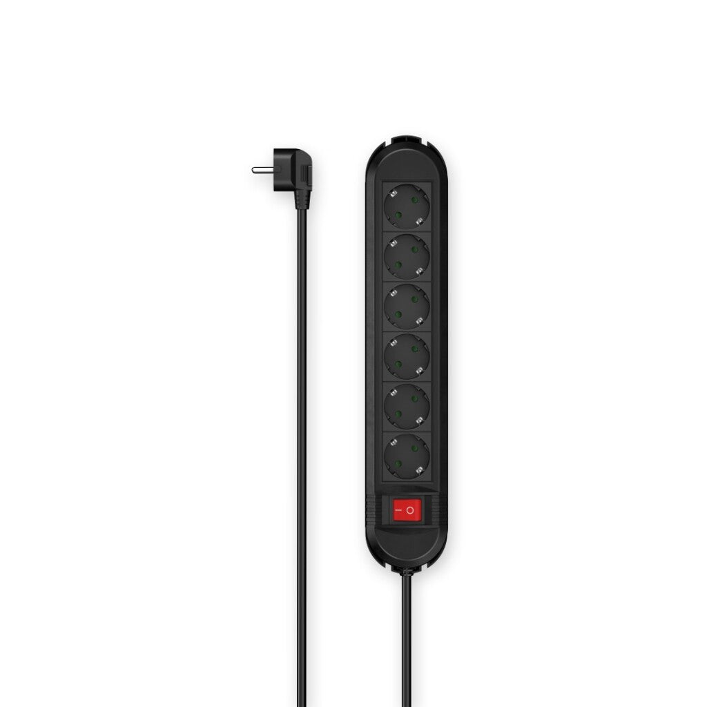 Hama Power Strip 6-Way Switch Wall Mount 1.5 M Black