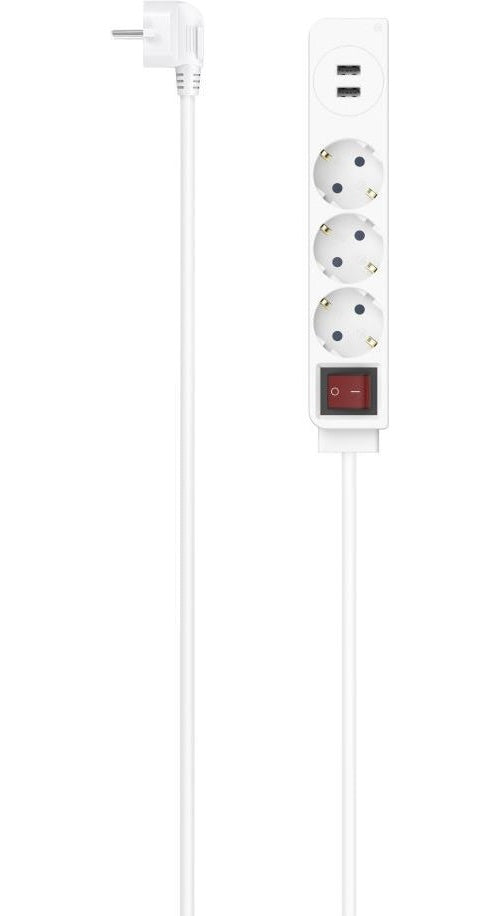 Hama Stekkerdoos 3-voudig USB-A 17W Schakelaar 1,4 M Wit afbeelding 1
