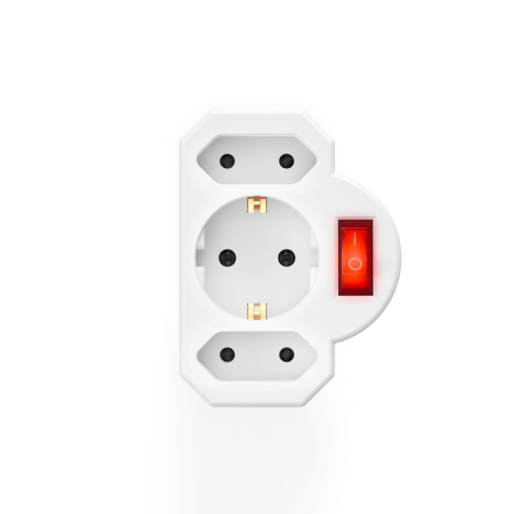Hama Triple Socket Adapter 1x Grounded 2x Euro Switch White