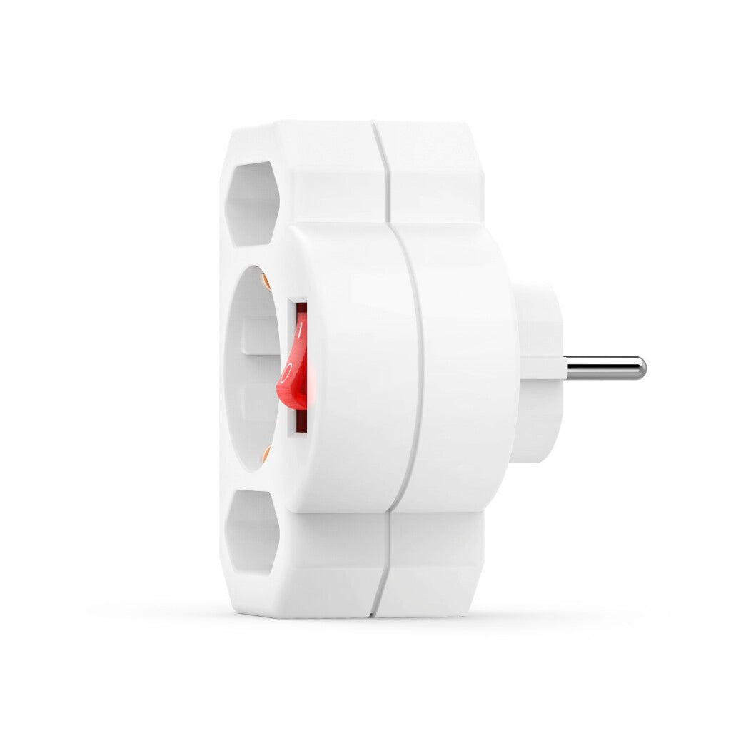 Hama Triple Socket Adapter 1x Grounded 2x Euro Switch White