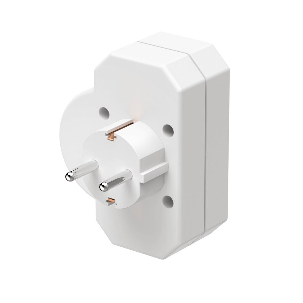 Hama Triple Socket Adapter 1x Grounded 2x Euro Switch White