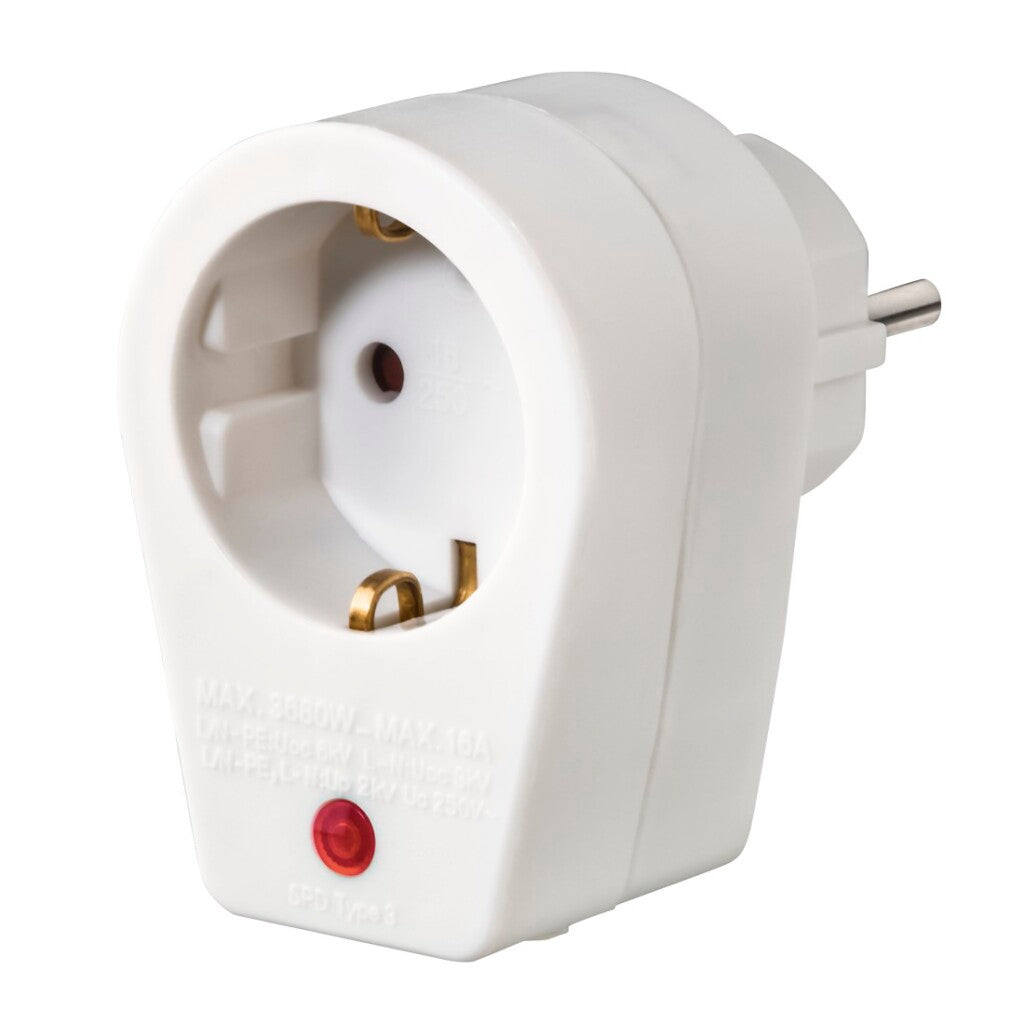 Hama Socket Adapter Grounded Socket Surge Protection 250V White