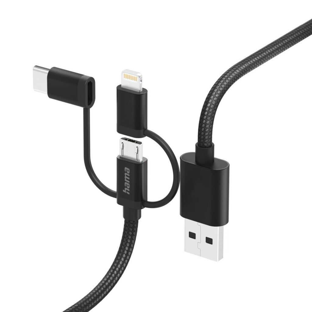Hama 3-in-1 Multi-Charging Cable USB-A - Micro-USB USB-C and Lightning 1.5 M Black