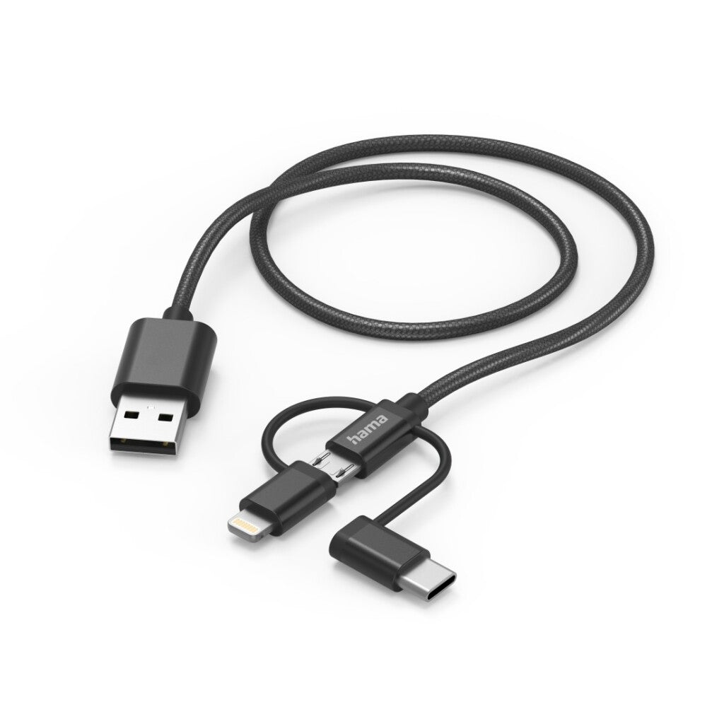 Hama 3-in-1 Multi-Charging Cable USB-A - Micro-USB USB-C and Lightning 1.5 M Black