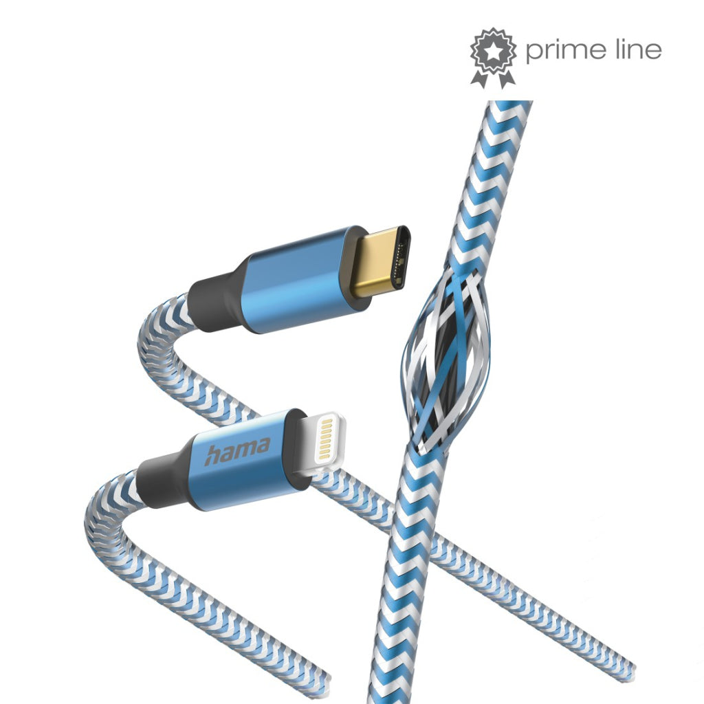 Hama Reflective USB-C Charging Cable - Lightning 1.5 M Nylon Blue
